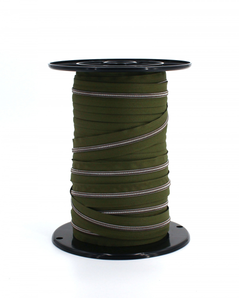 Endlosreißverschluss metallisiert olivgrün/ oxyd (1m)